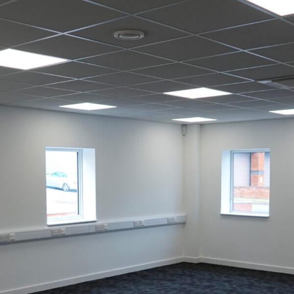 Suspended ceiling in an empty office